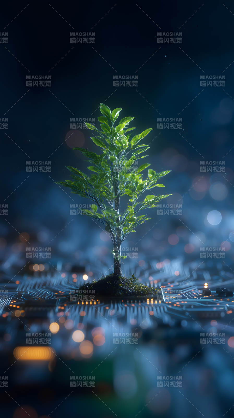 科技树在电路板上生长图片