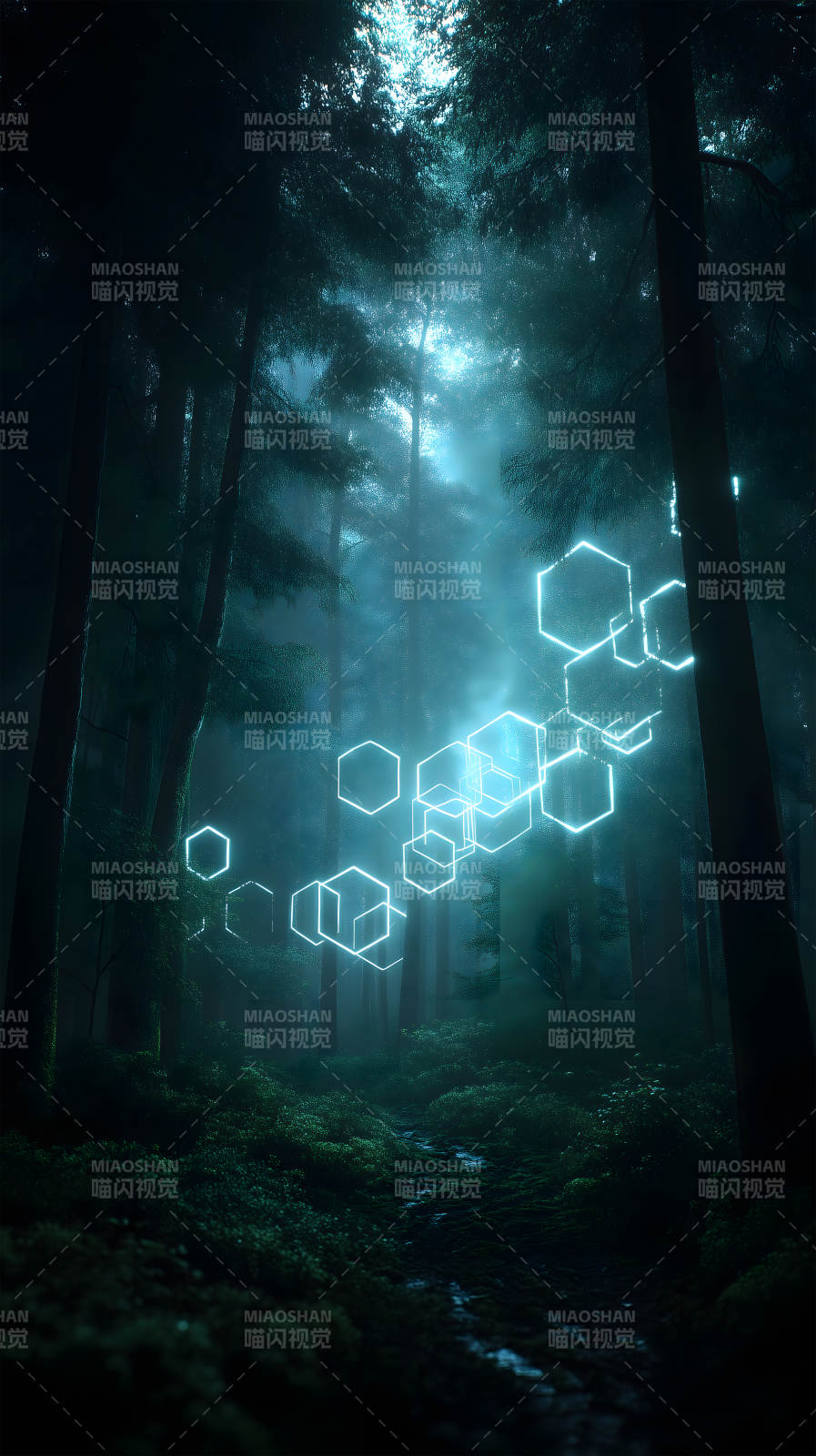 森林光线几何图片