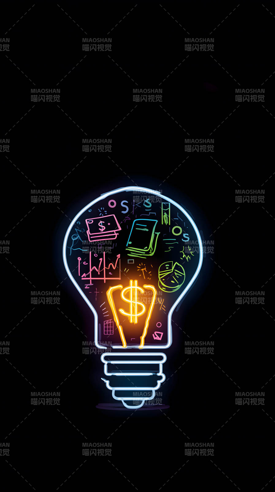 财富创意理念灯泡图片