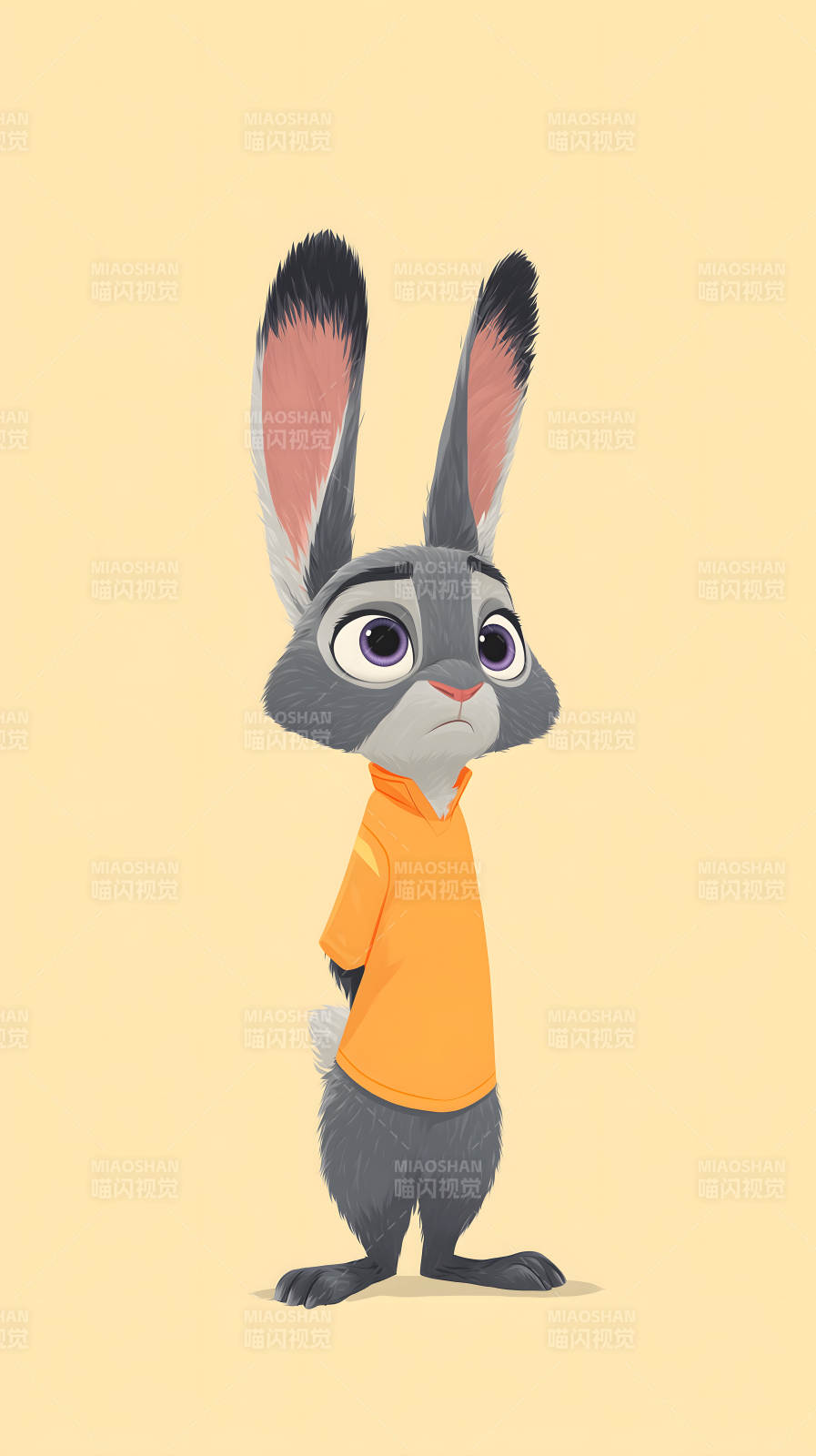 忧郁兔子穿橙色衣服图片