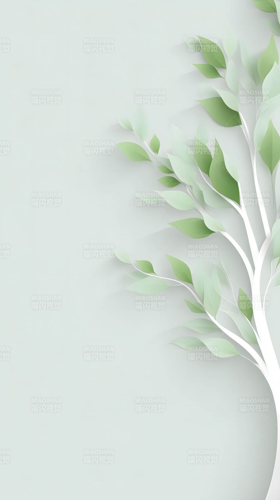 树木与绿叶的简约背景图片