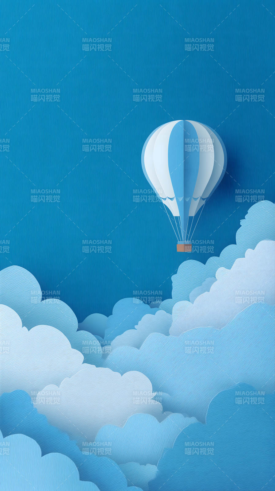 纸艺热气球与云朵图片