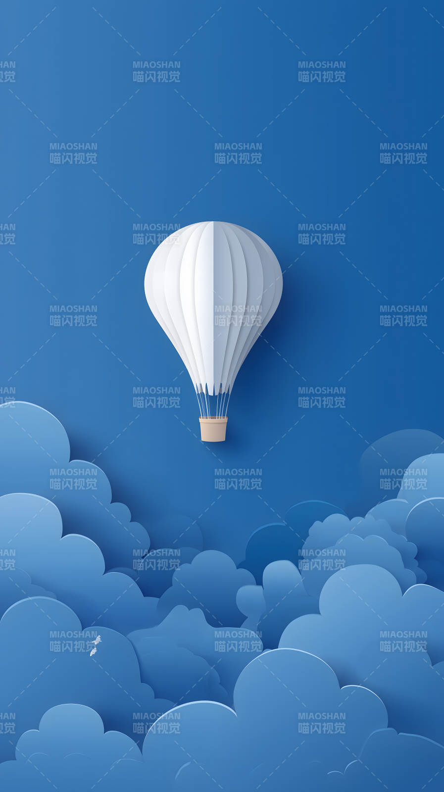 纸雕热气球与云图片