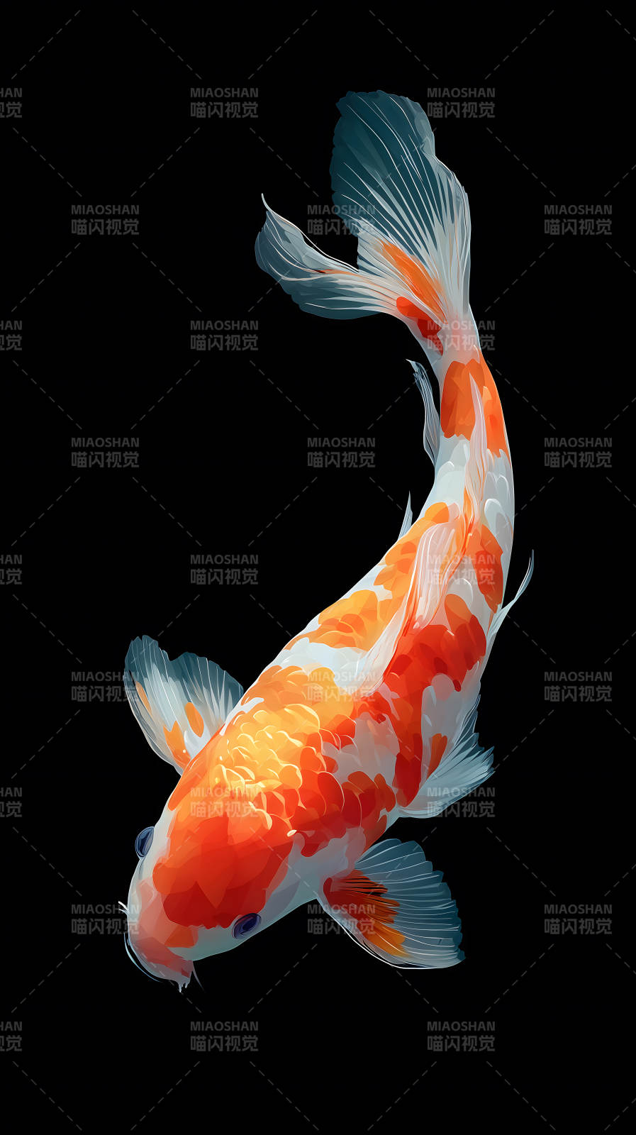 锦鲤水中游动姿态唯美图片