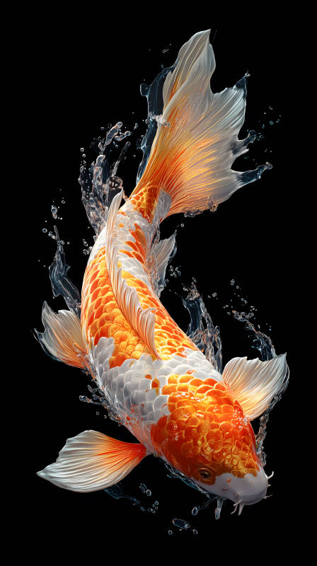 金鱼跃动水花四溅之美图片