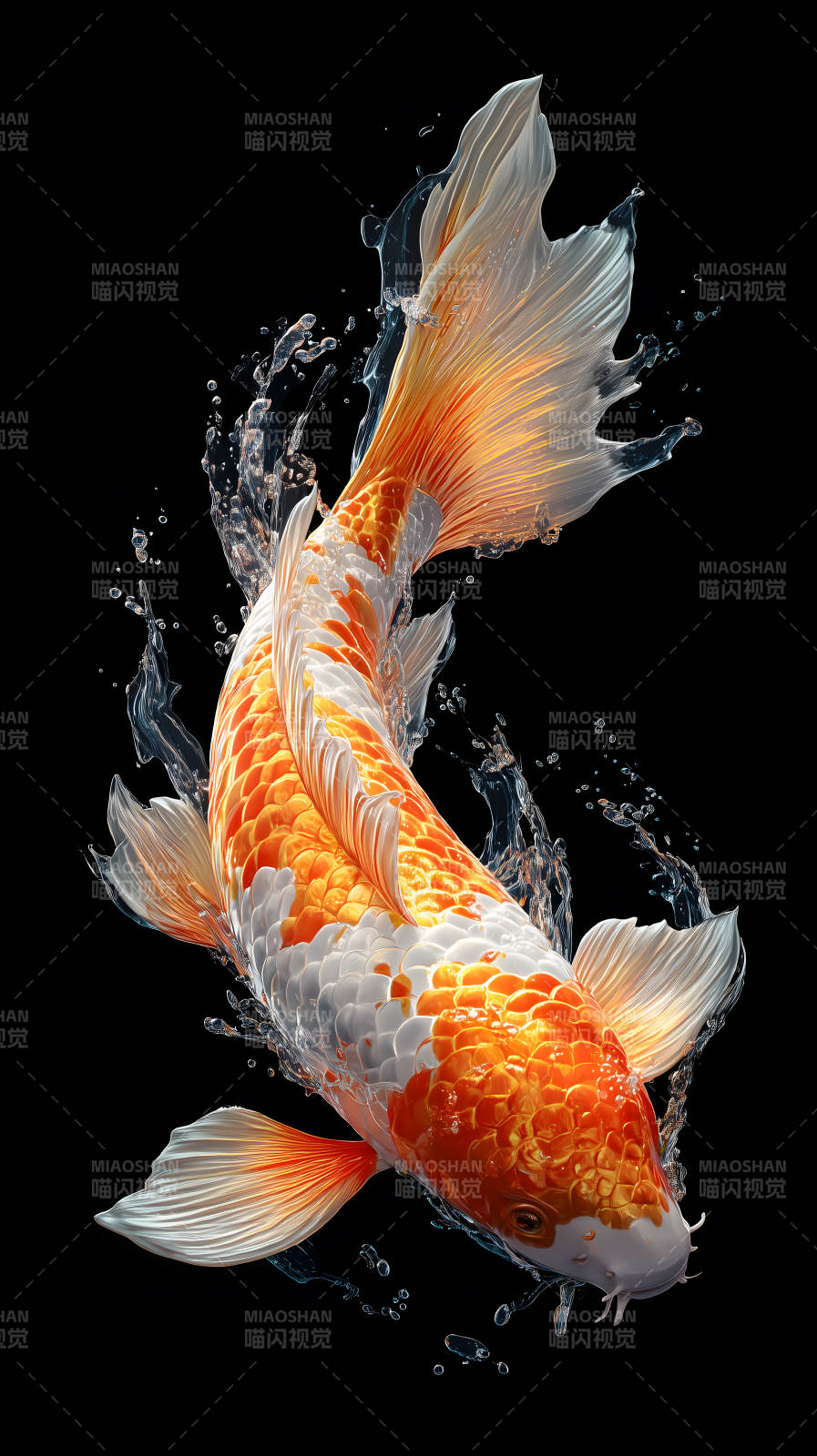 金鱼跃动水花四溅之美图片