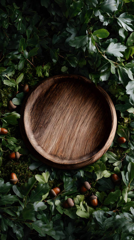 木盘与森林元素图片