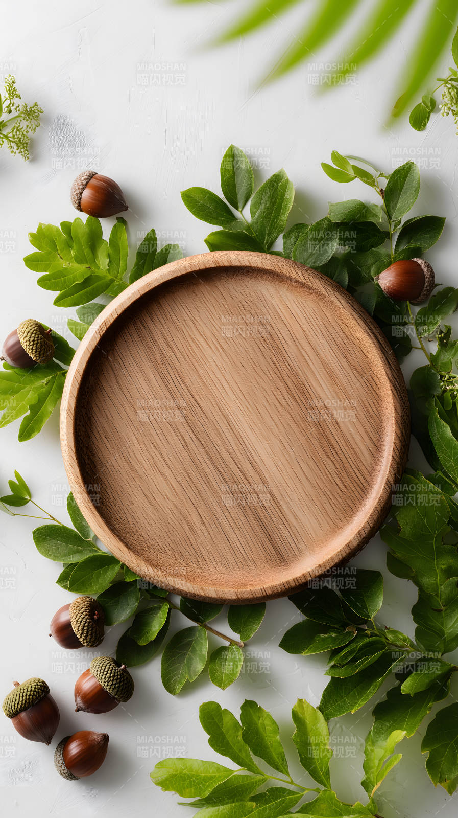木盘与自然元素图片