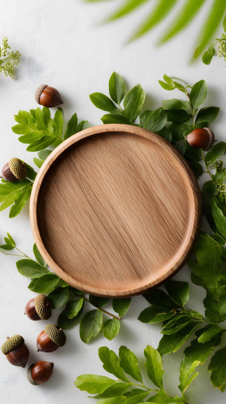 木盘与自然元素图片