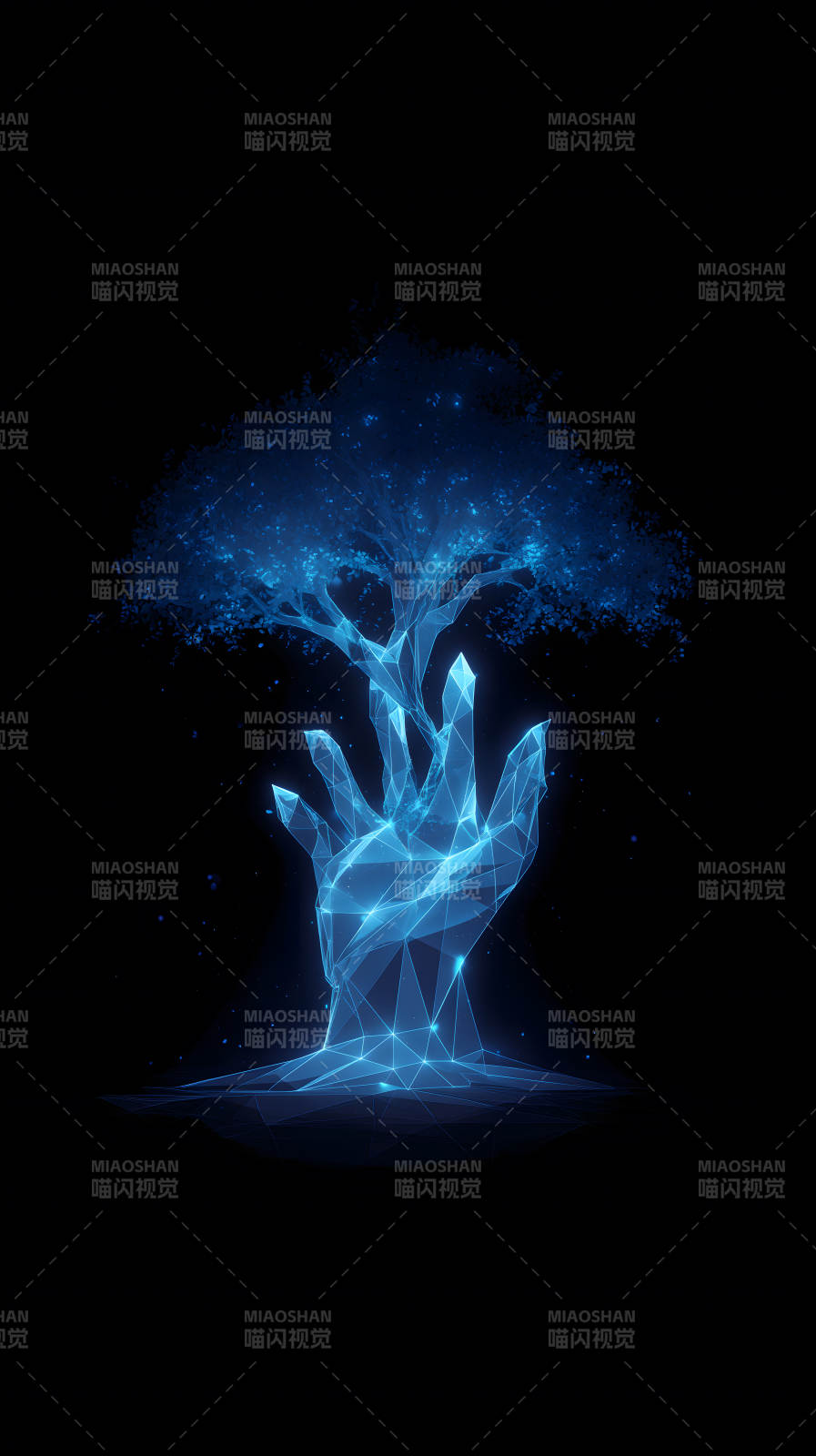 蓝光树木与手图片