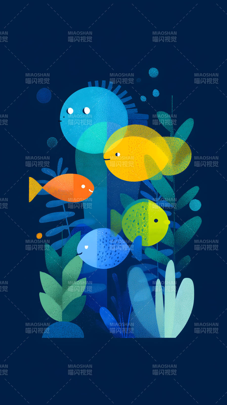 海底世界卡通鱼群图片