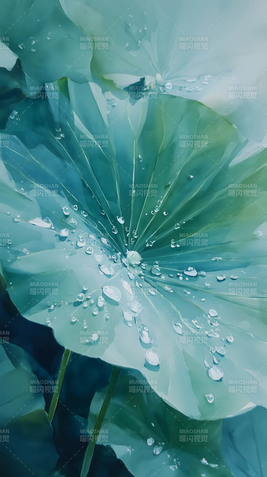 荷叶水珠晶莹剔透图片