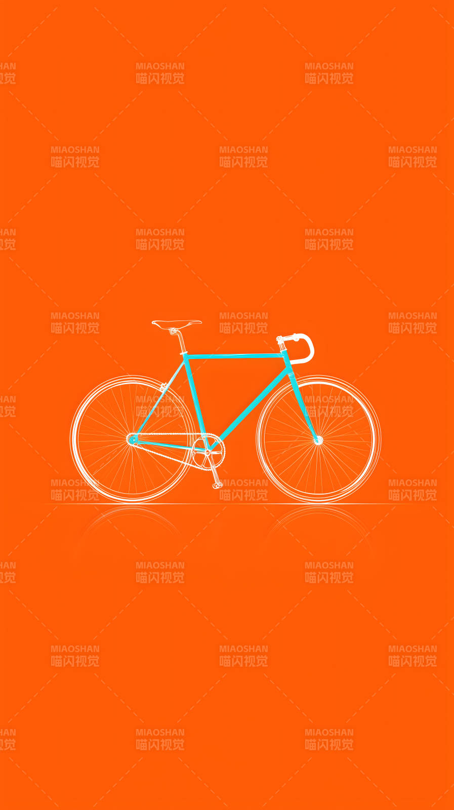 橙色背景自行车图片