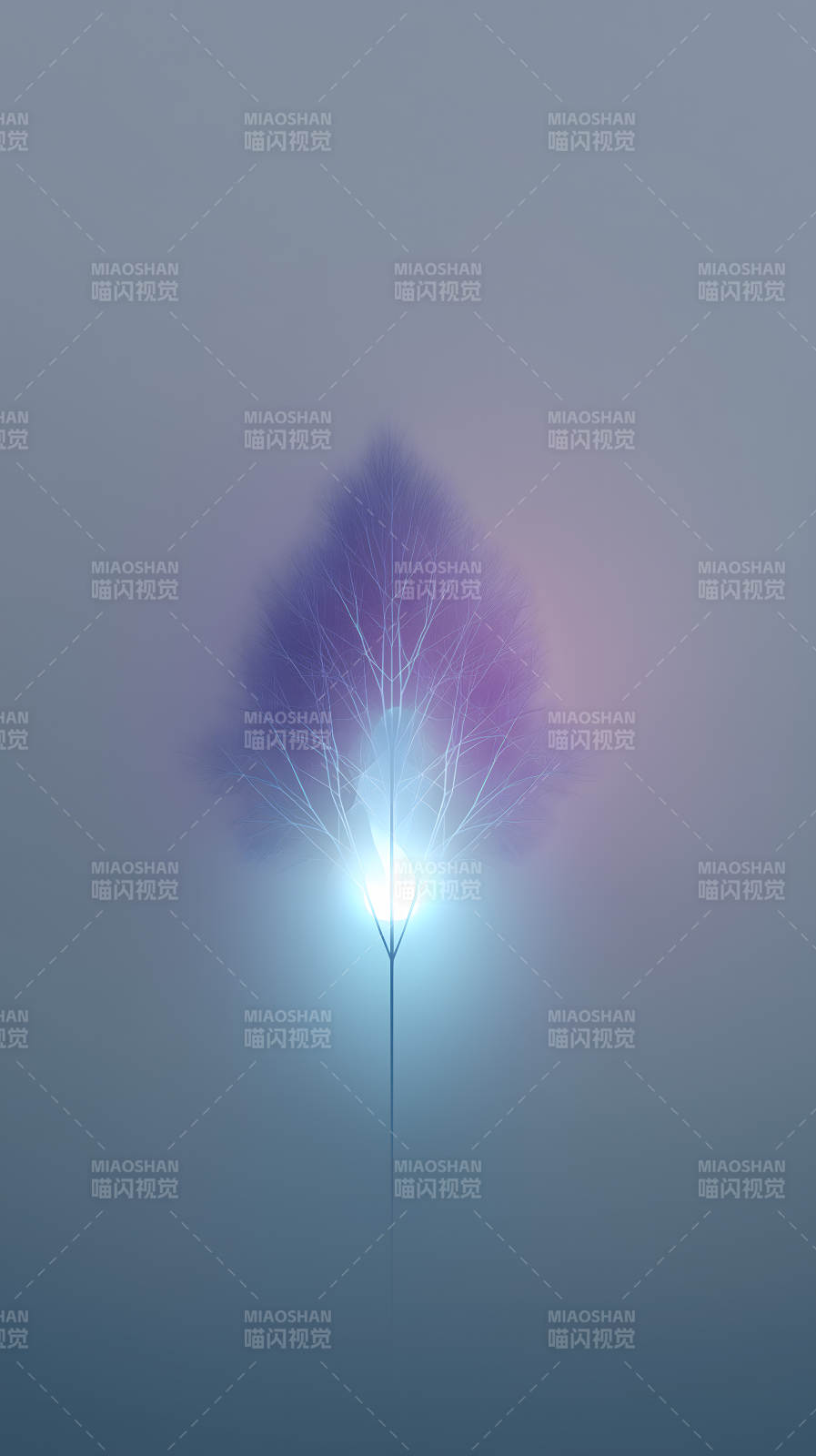 发光树木梦幻场景图片