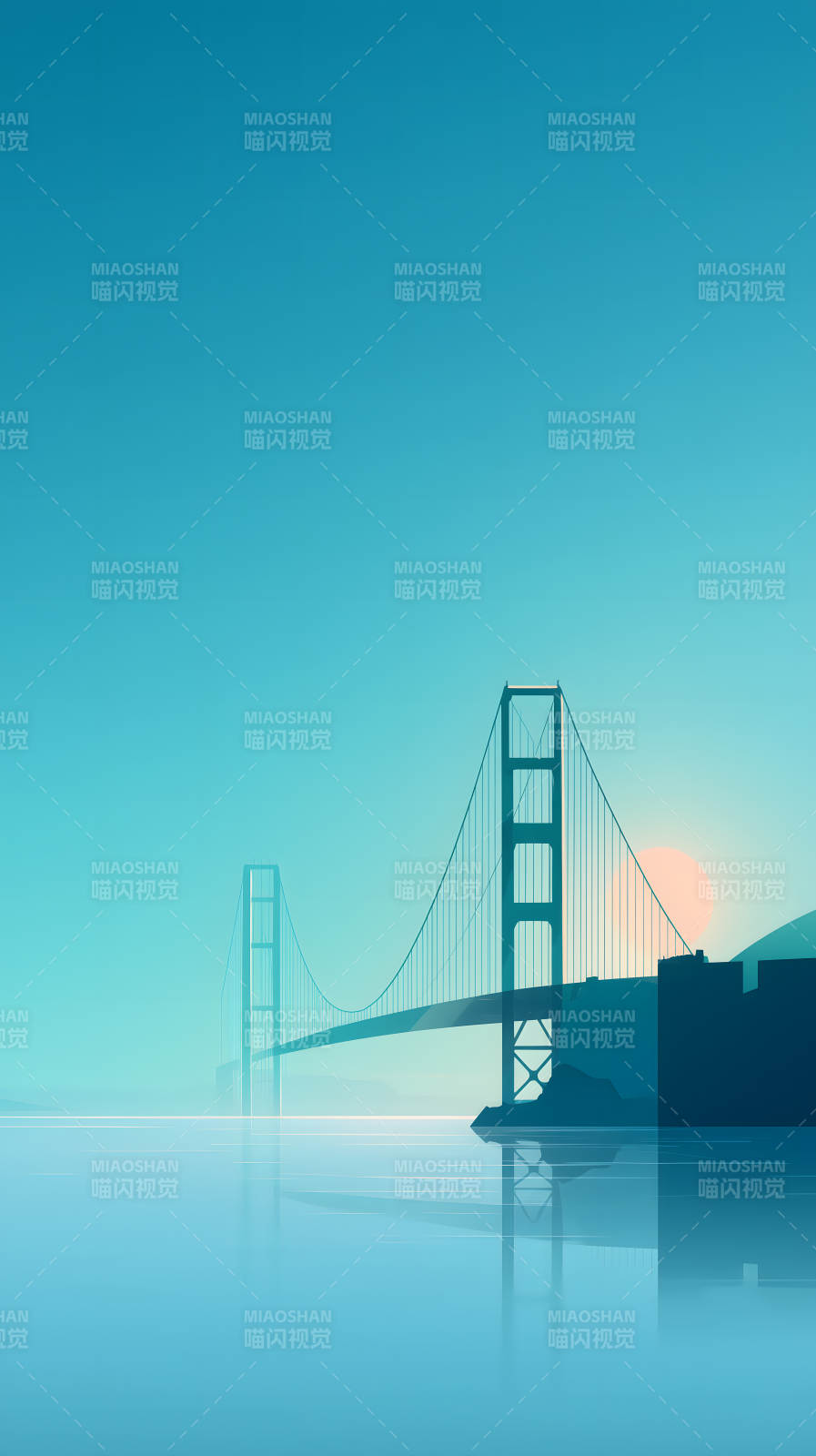 蓝调金门大桥唯美风景图片