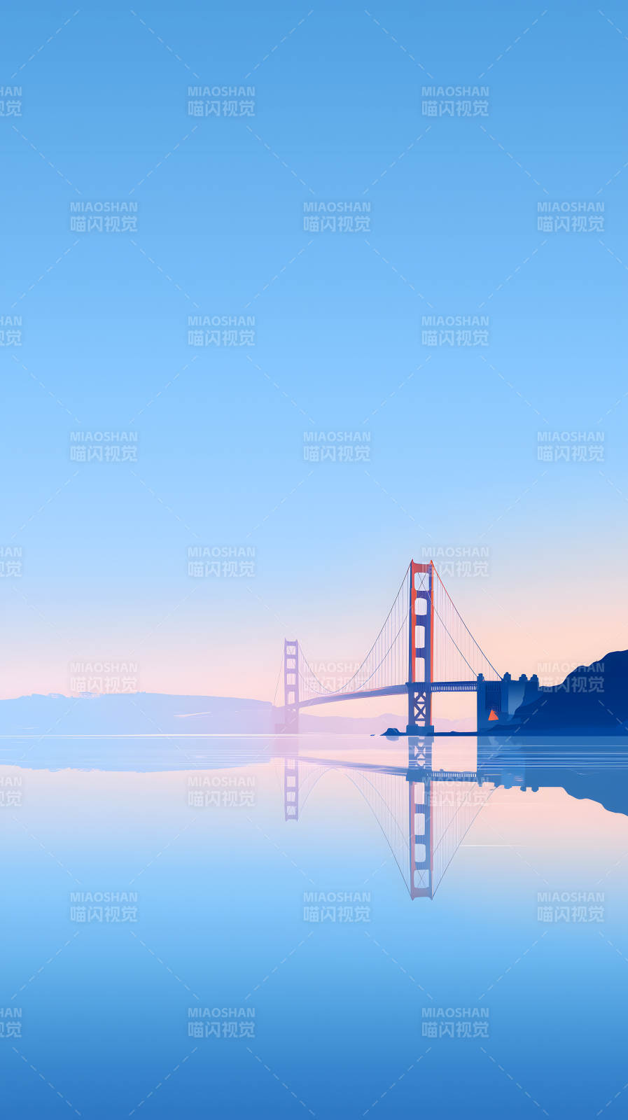 金门大桥水面倒影图片