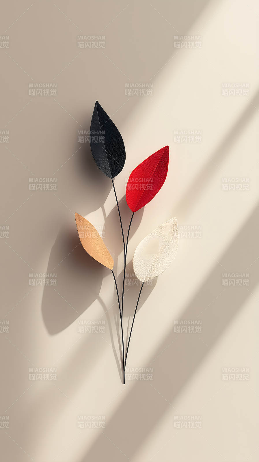 彩色叶子墙面装饰艺术图片