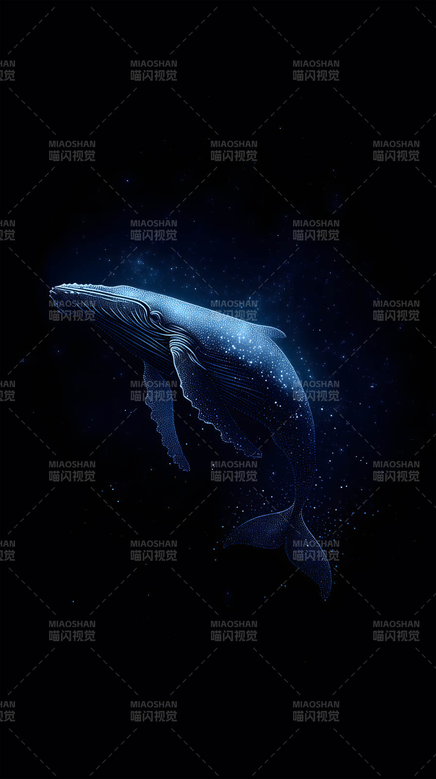 星空鲸鱼遨游深海图片