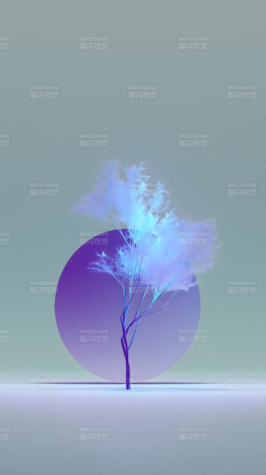 树与圆的梦幻风景图片