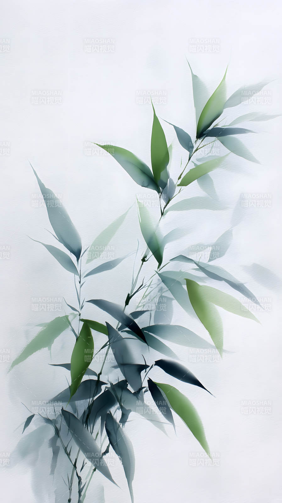 水墨竹叶清新淡雅图片