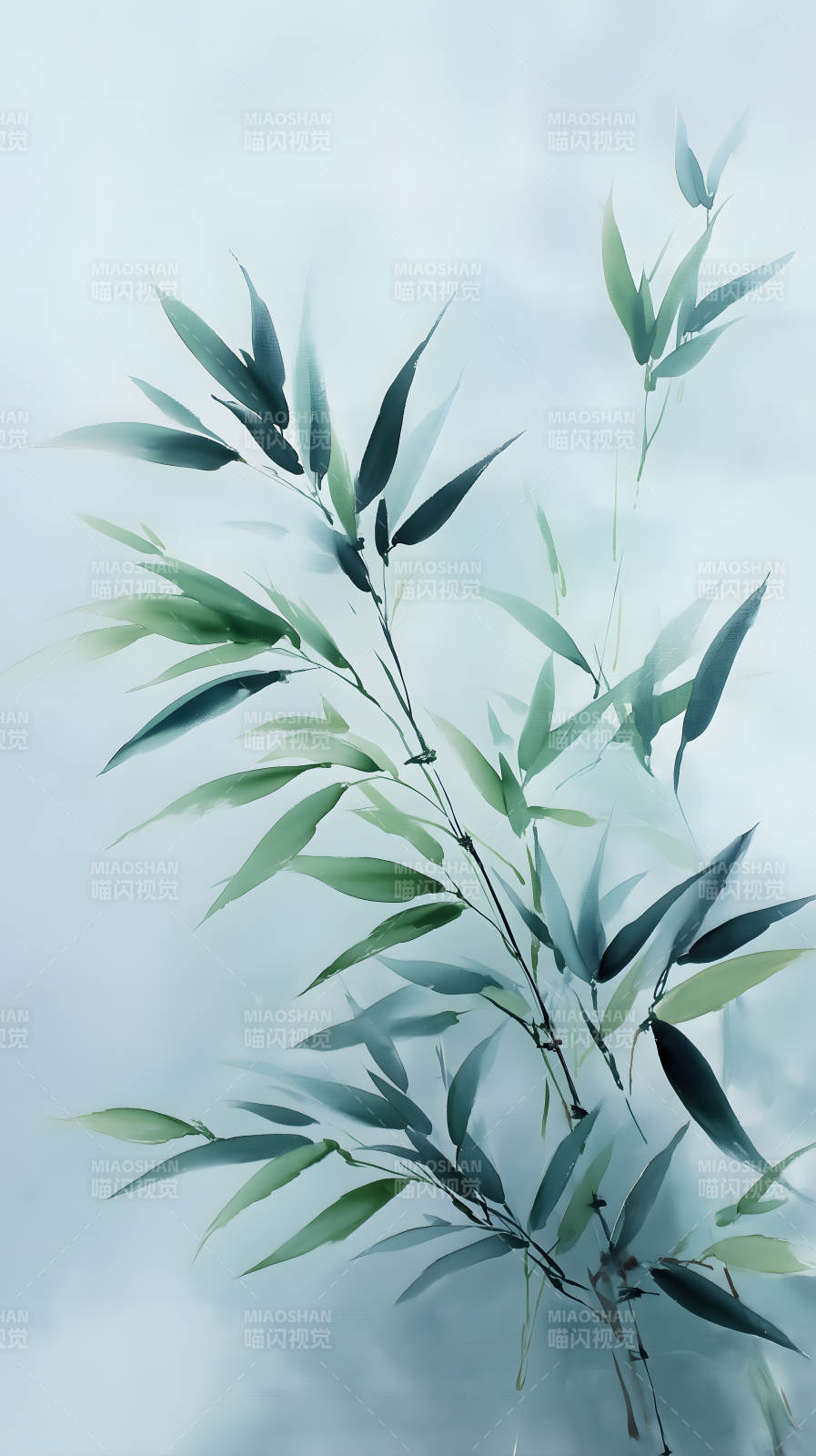 水墨竹叶轻盈飘逸图片