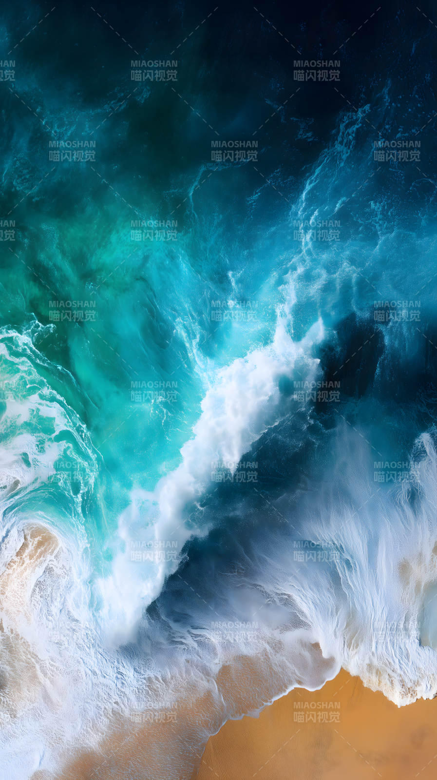 海浪拍打沙滩景色图片