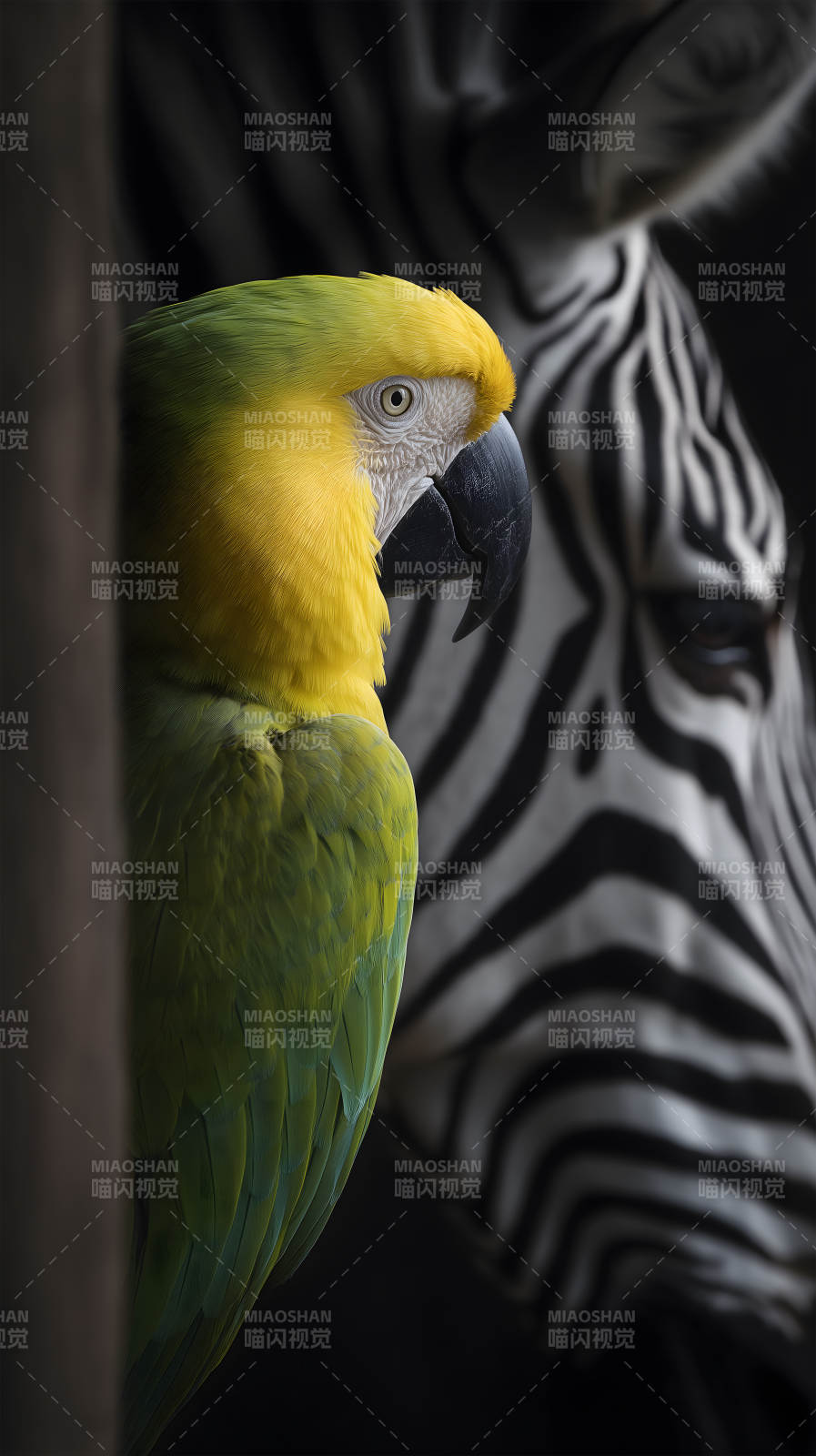 鹦鹉与斑马的组合图片