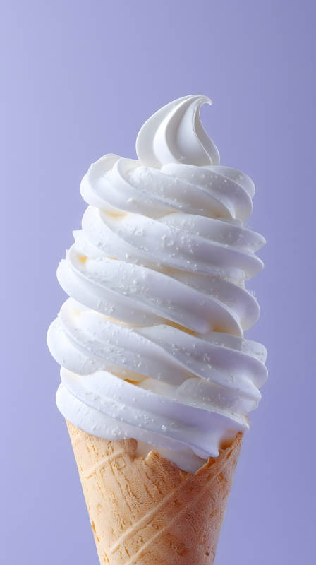 奶油冰淇淋甜筒特写图片