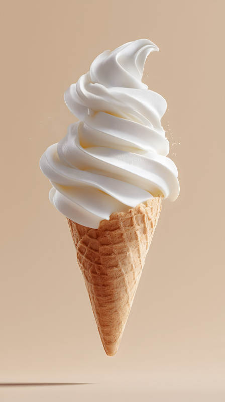 奶油冰淇淋甜筒特写图片