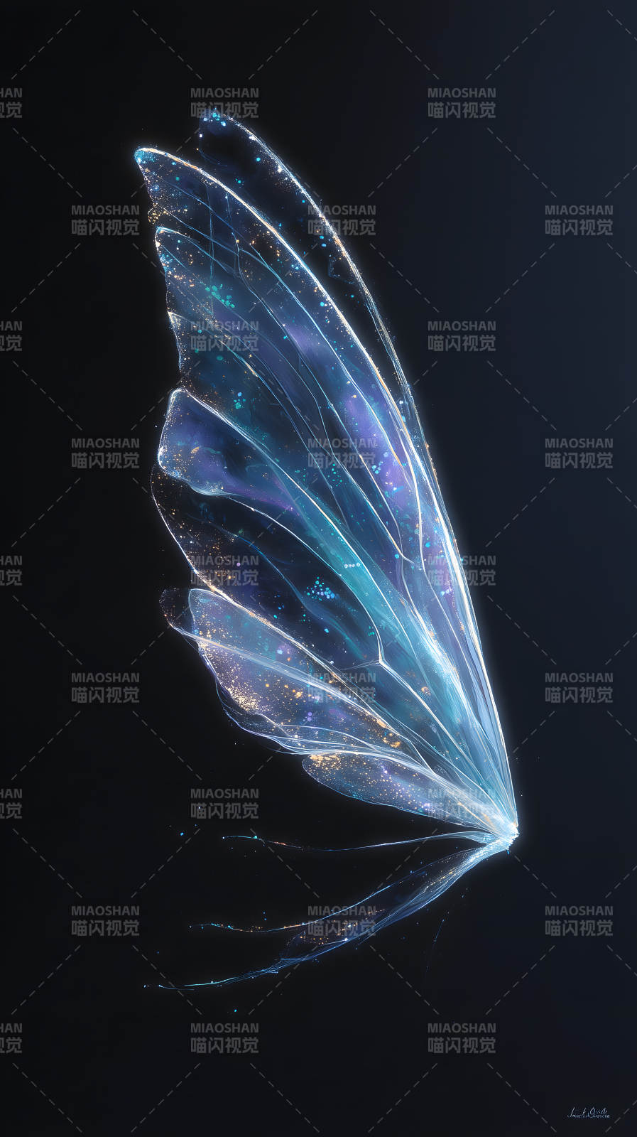 梦幻翅膀幽蓝闪耀图片