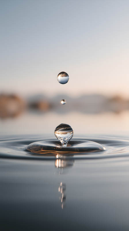 水滴落下瞬间晶莹剔透图片