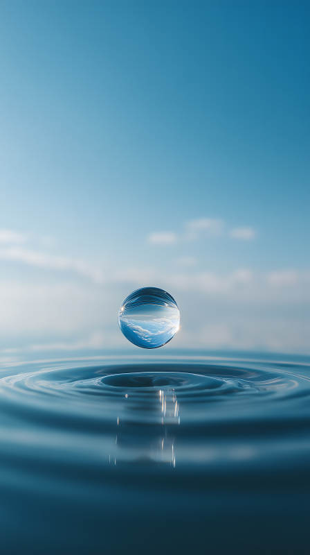 水滴倒影天空景象图片