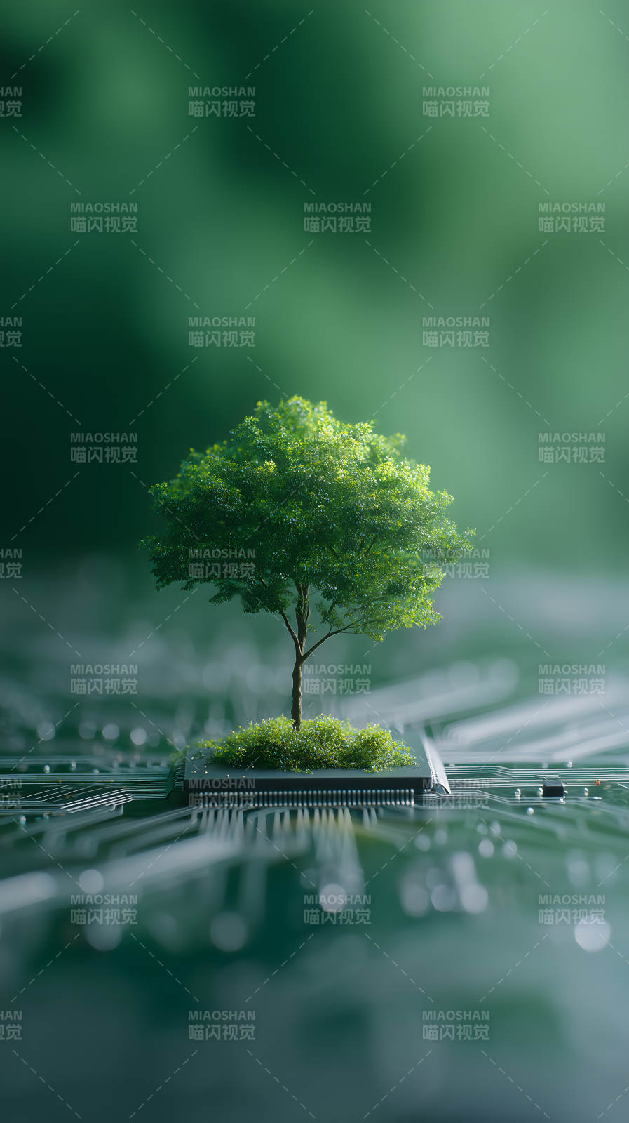 树与芯片绿色科技图片
