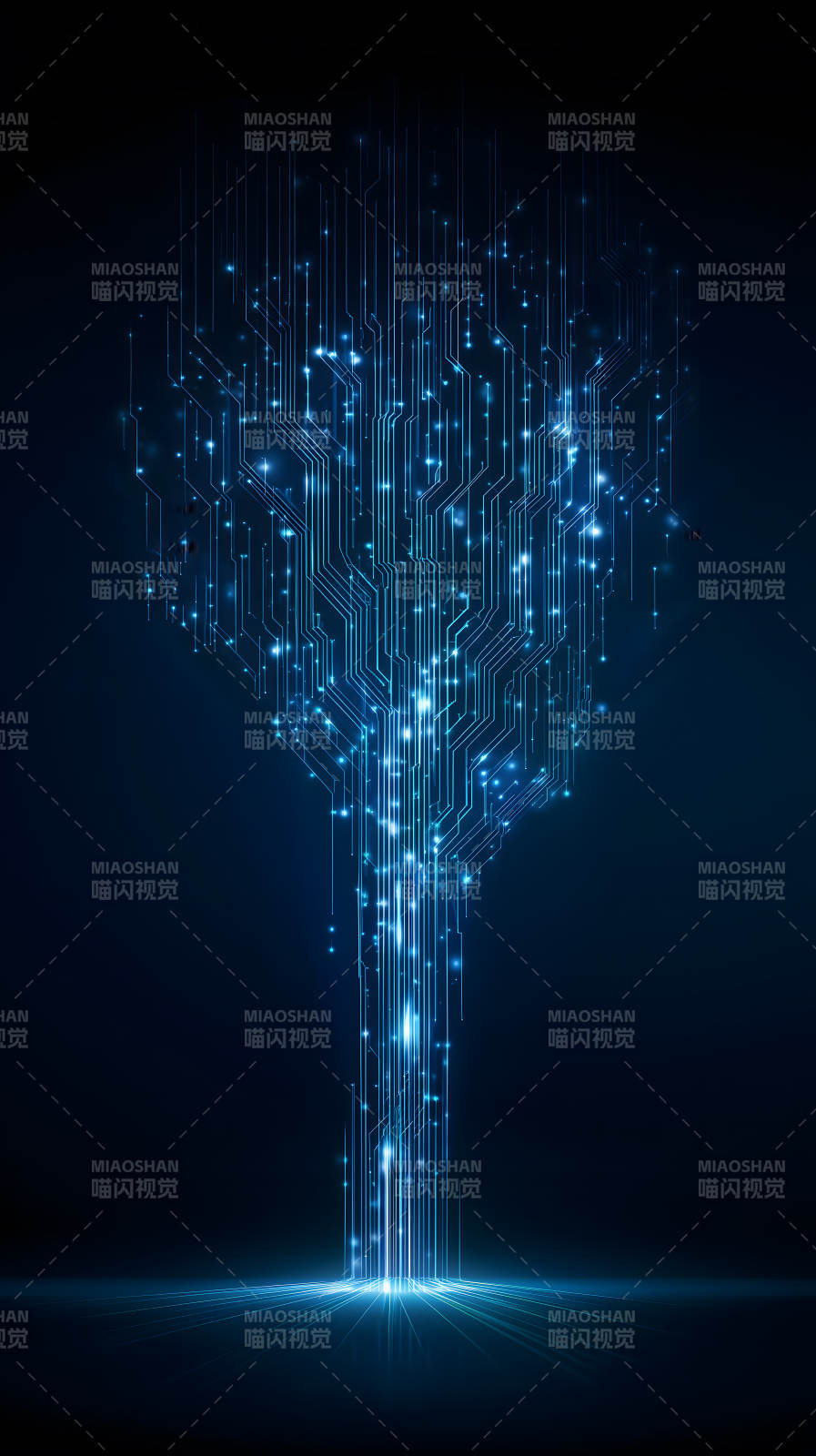 蓝色电路树数字科技图片