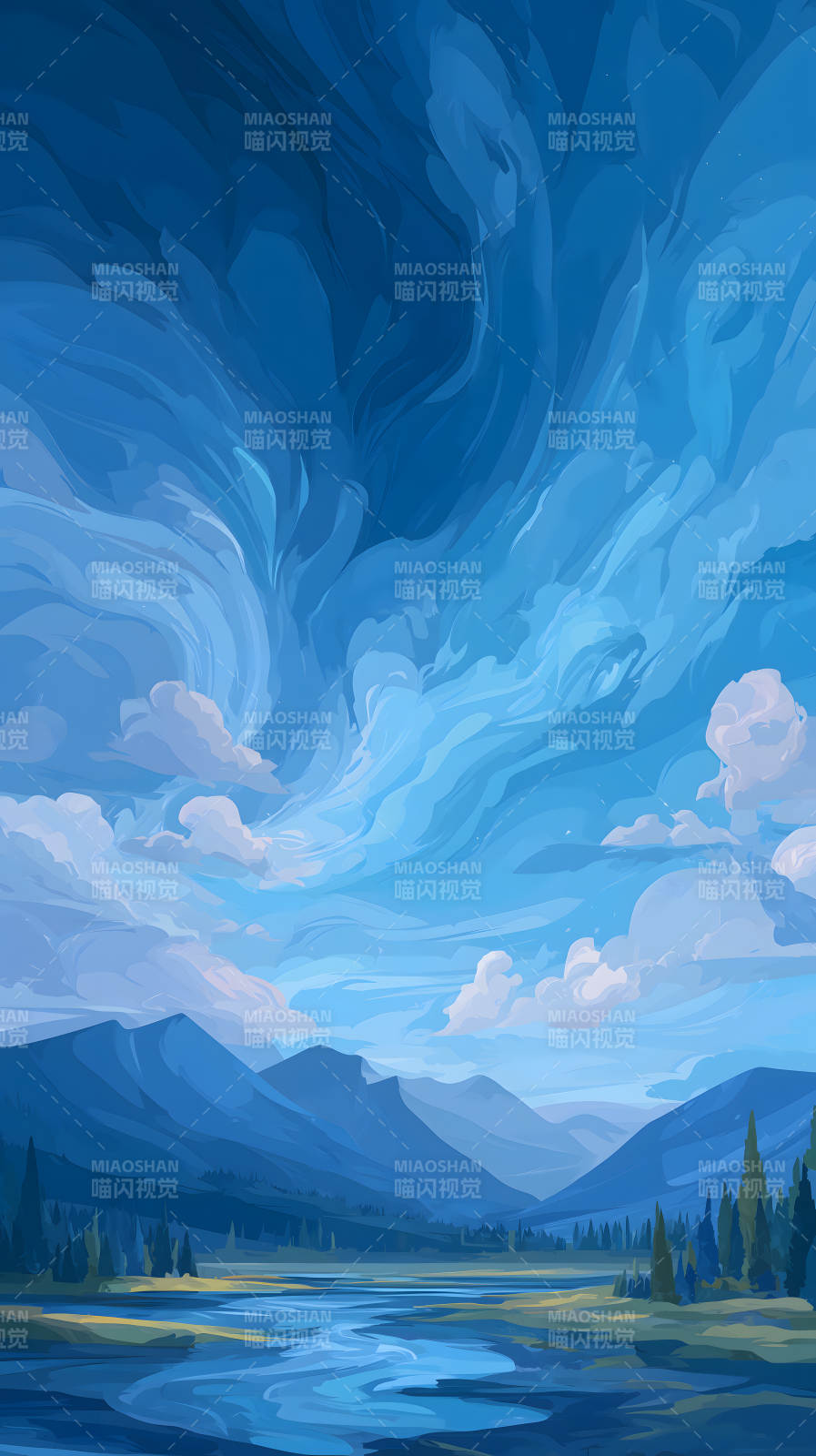 天空山河景色优美图片