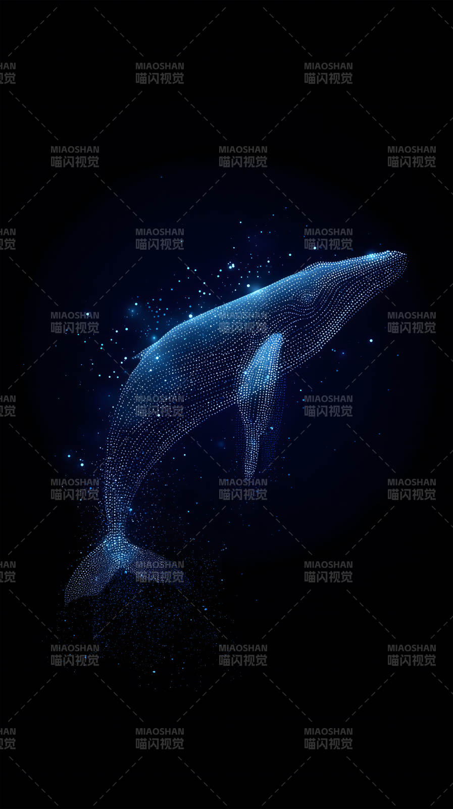 星光鲸鱼深蓝夜空图片