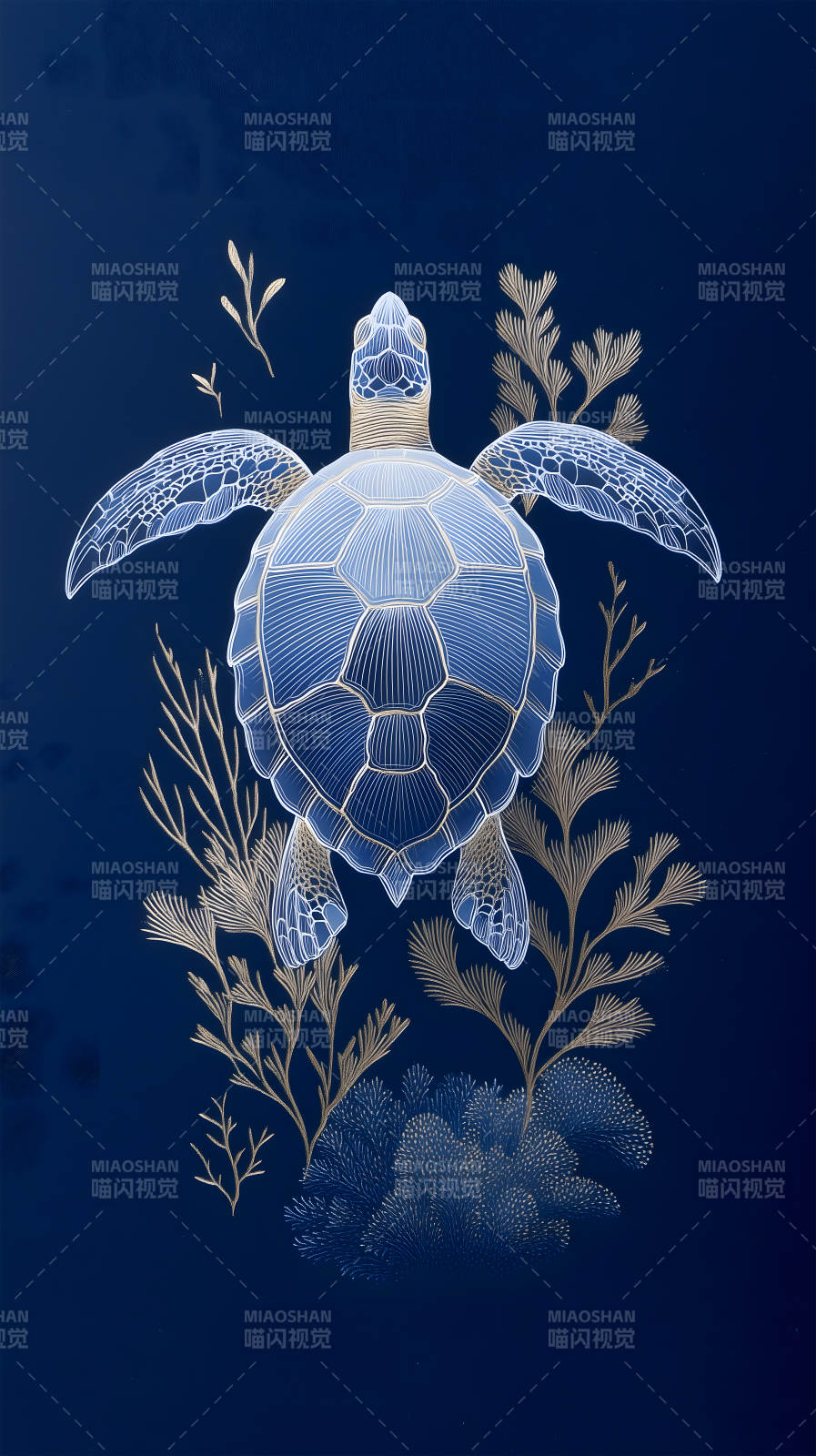 蓝色海洋生物艺术图片