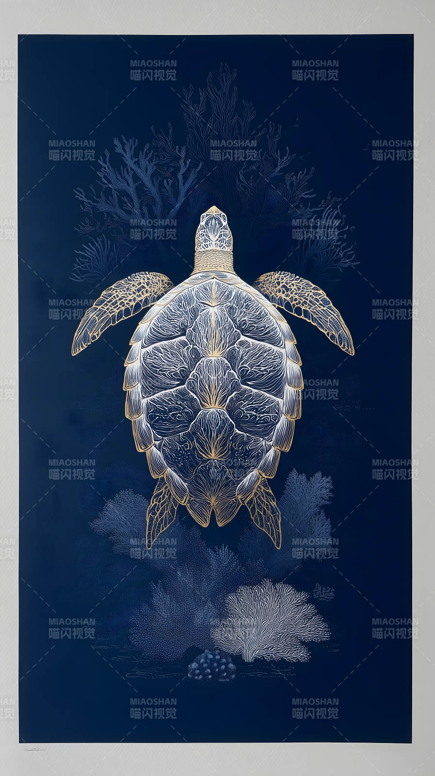 海龟遨游蓝色深海图片