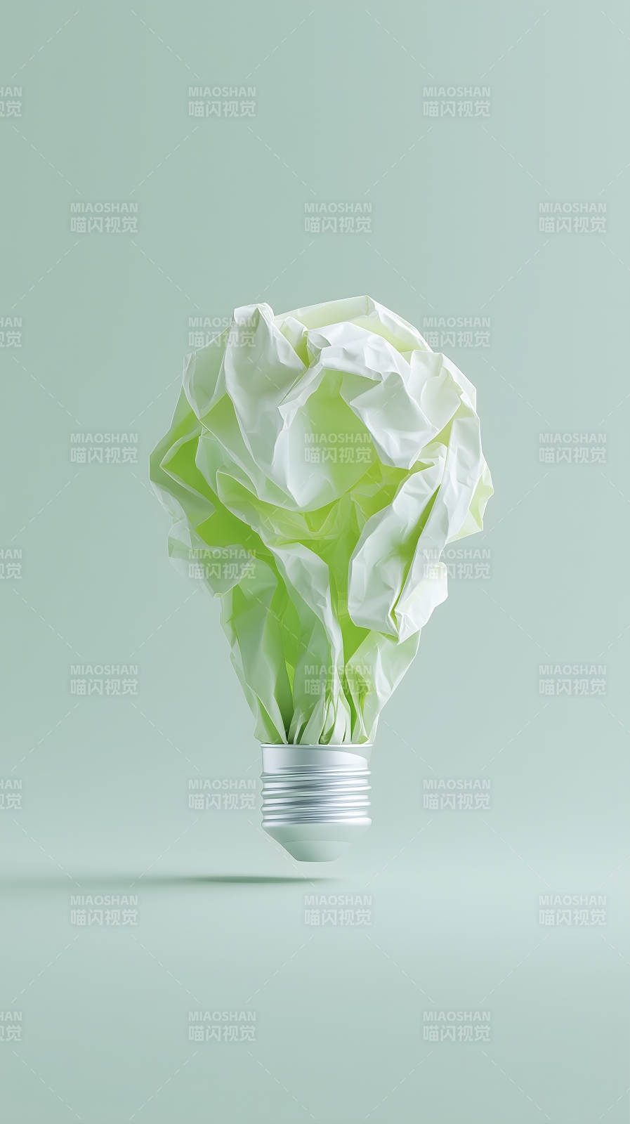 创意灯泡绿色纸团图片