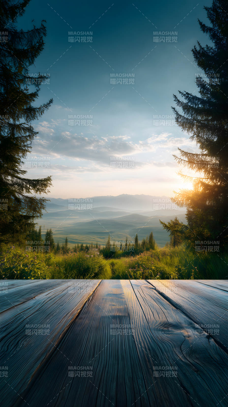 山川美景木板前景图片