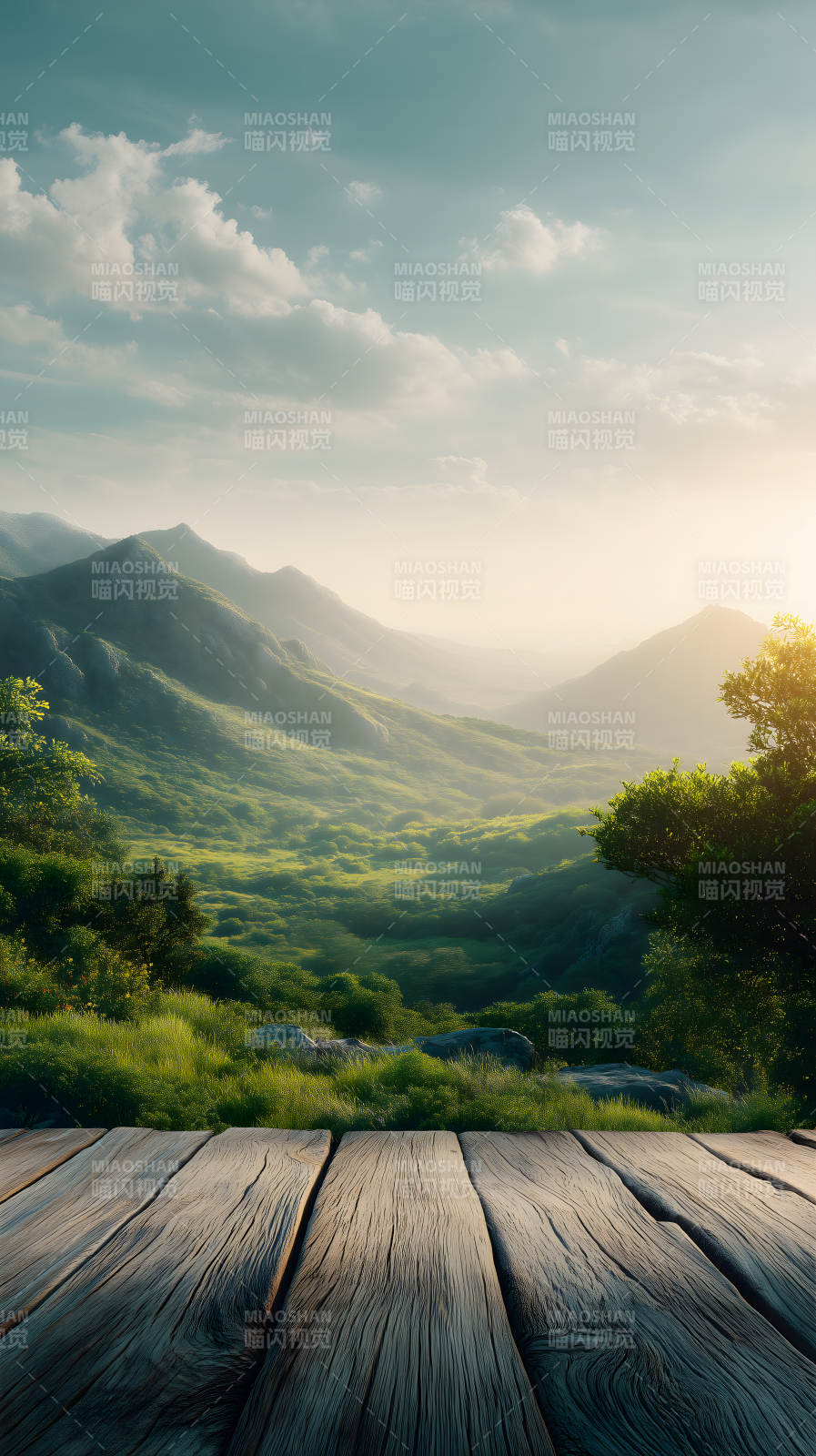 山林风光鸟瞰木板图片