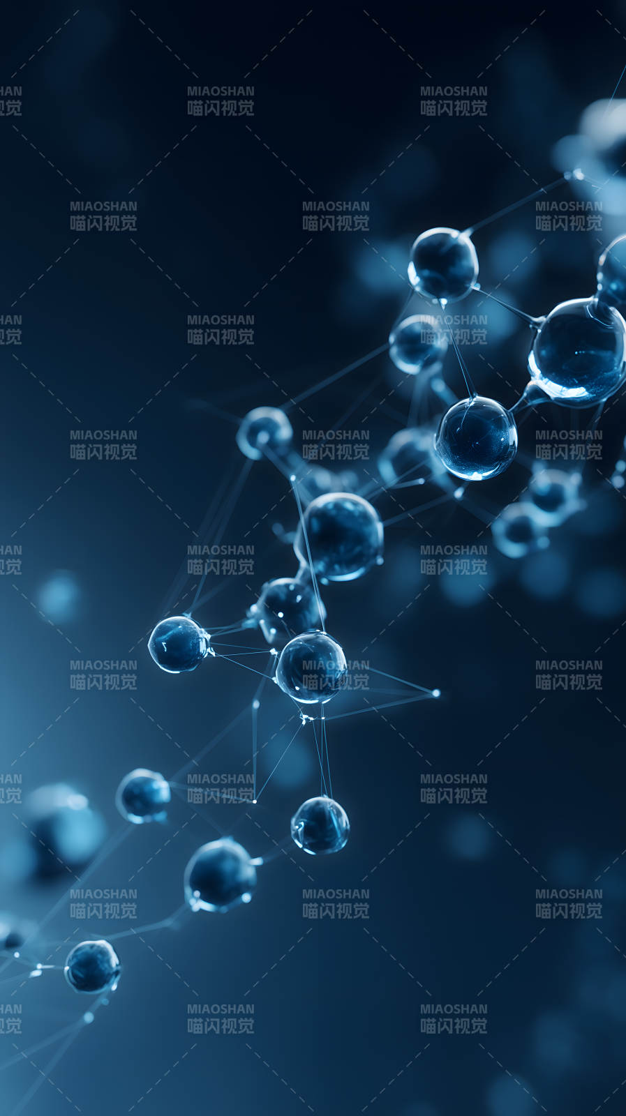 蓝色分子结构图图片