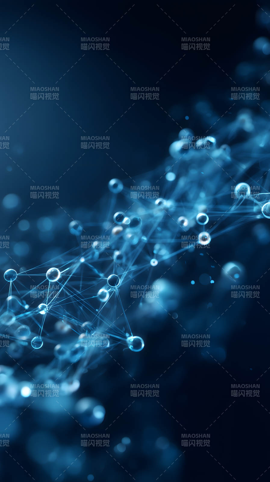 蓝色连接分子网络图片