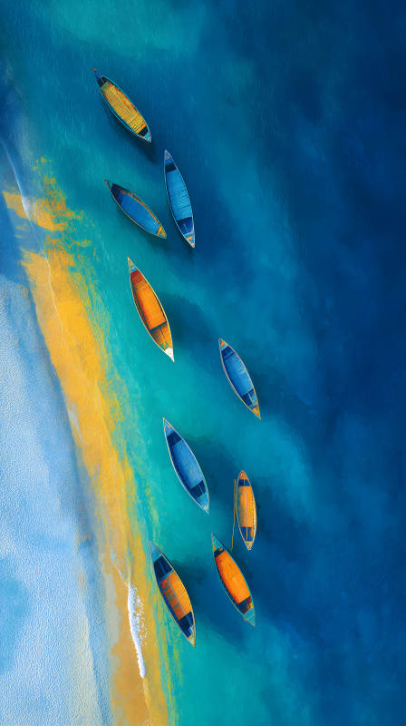 海面小舟绚丽风景图片