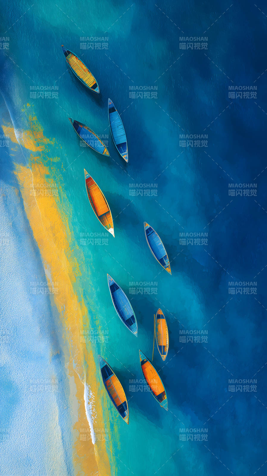 海面小舟绚丽风景图片