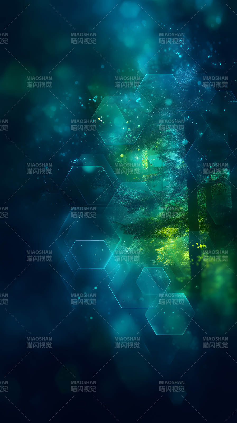 深邃蓝色科技森林图片