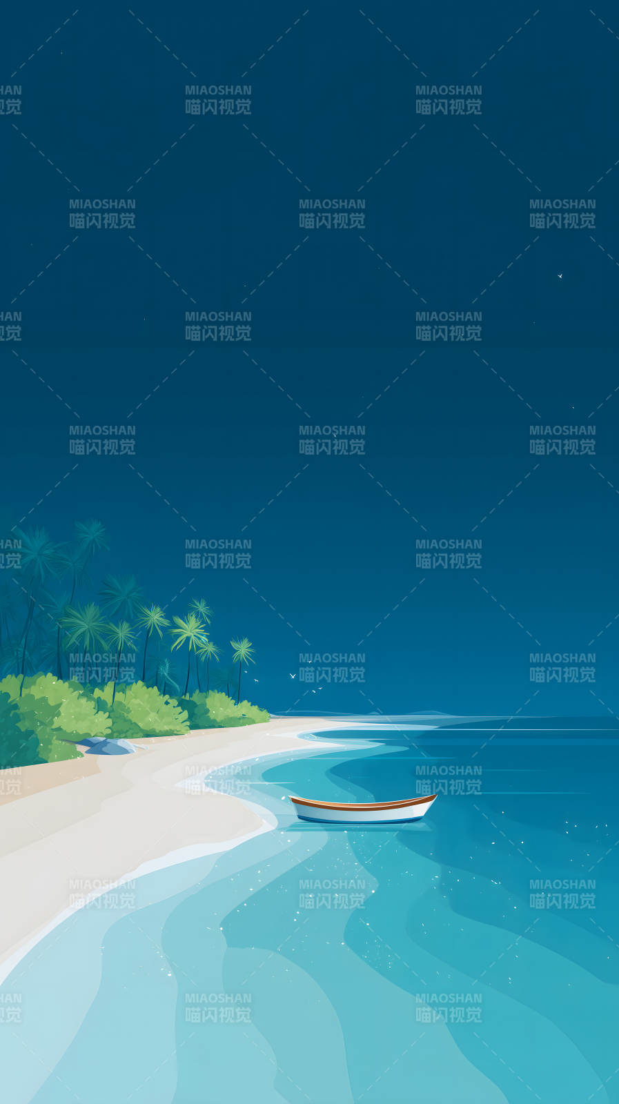 夜晚海滩的宁静美景图片