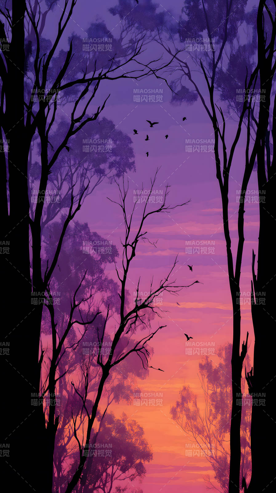 紫霞森林暮色图片