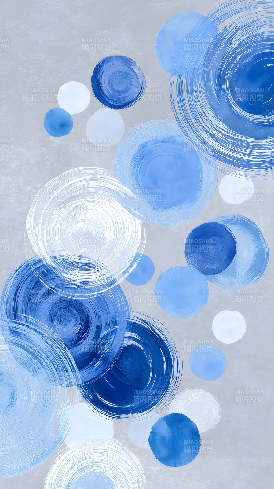 蓝色圆圈的抽象画作图片