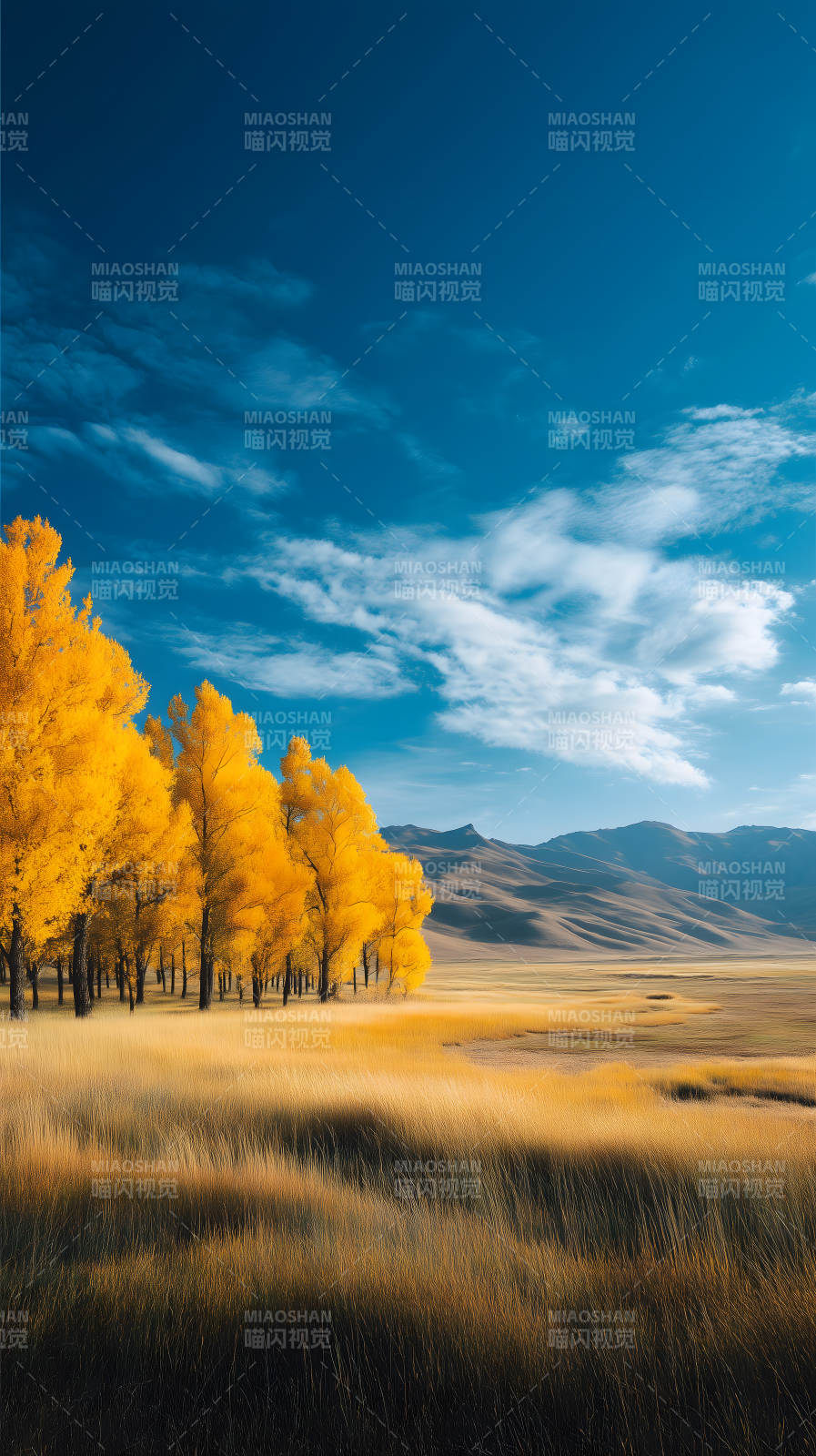 金色秋日风景画图片